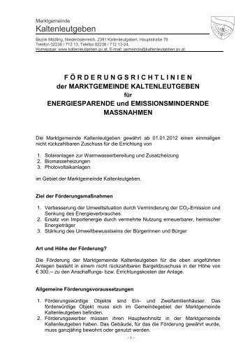 ENERGIESPARENDE und ... - Marktgemeinde Kaltenleutgeben