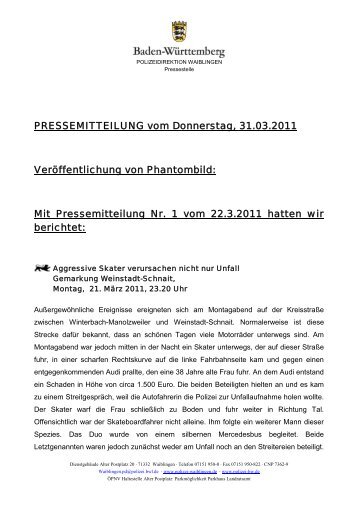 PRESSEMITTEILUNG vom Donnerstag, 31.03.2011 ...