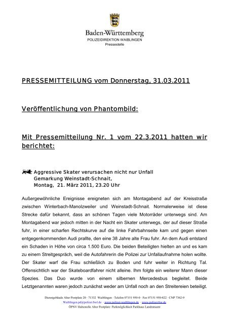 PRESSEMITTEILUNG vom Donnerstag, 31.03.2011 ...