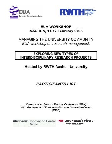 PARTICIPANTS LIST - European University Association