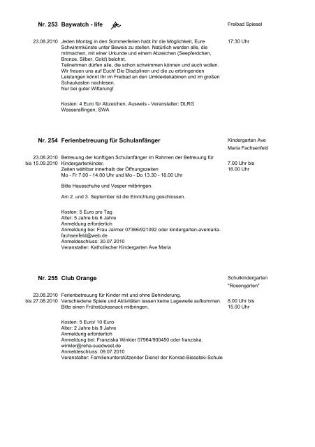 Stadt Aalen - Ferienprogramm PDF-Erstellung