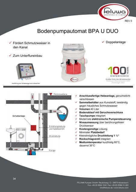 FELUWA Abwassertechnik Teil 1 Hebeanlagen und Homogenisatoren