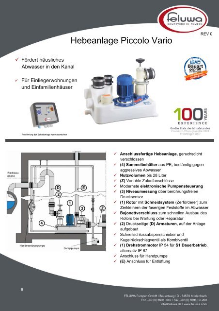 FELUWA Abwassertechnik Teil 1 Hebeanlagen und Homogenisatoren