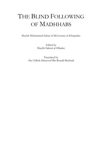 Blind Following of Madhhabs.pdf - Islam Information Page