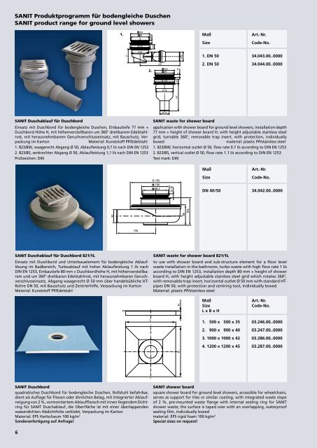 SANIT Systemlösung für bodengleiche Duschen SANIT system ...