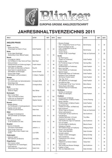 JAHRESINHALTSVERZEICHNIS 2011 - Blinker