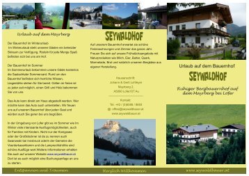 Hausflyer - Urlaub auf dem Seywaldhof - Lofer