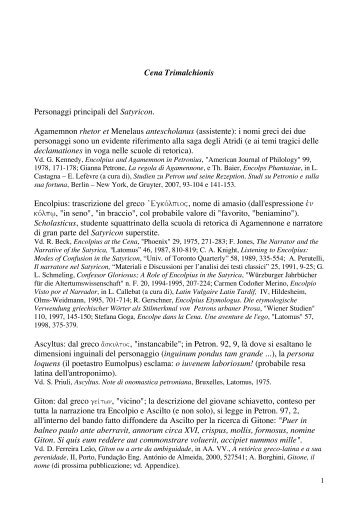 Petron. 26, 7 - Facoltà di Lettere e Filosofia