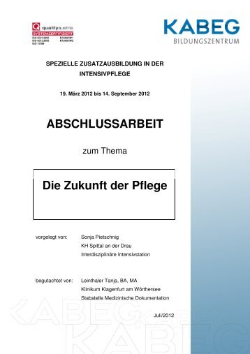 ABSCHLUSSARBEIT Die Zukunft der Pflege - Kabeg