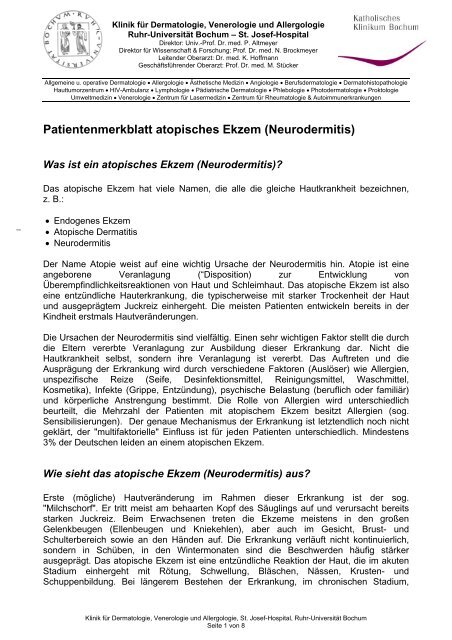 Patientenmerkblatt atopisches Ekzem (Neurodermitis) - Derma.de