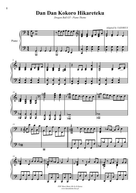 Dragon Ball GT - Dan Dan Kokoro Hikareteku - Sheet Music