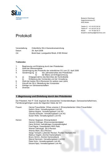 Protokoll - Baugenossenschaft SILU