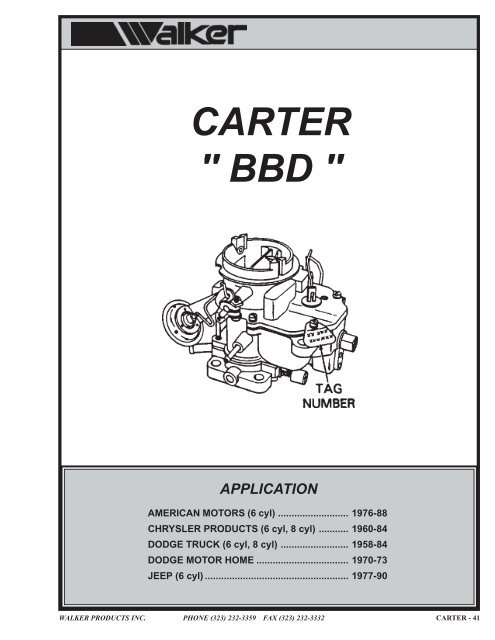 CARTER 2 BARREL - Walker Products