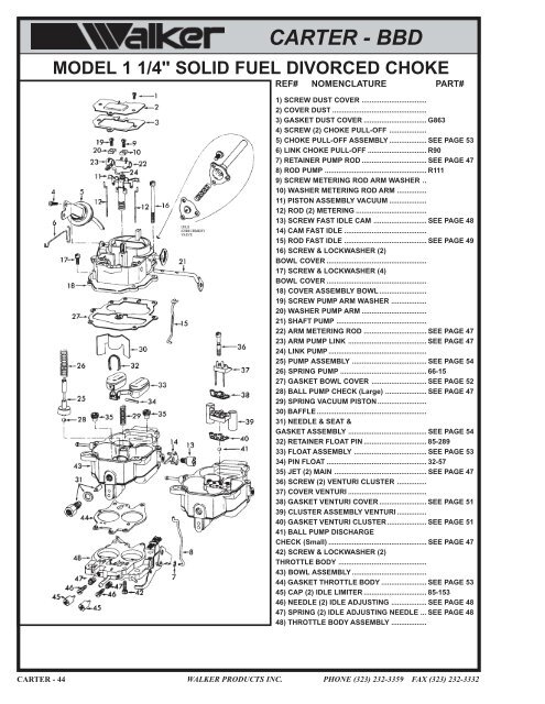 CARTER 2 BARREL - Walker Products