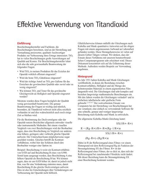 Effektive Verwendung von Titandioxid [.pdf] - DuPont