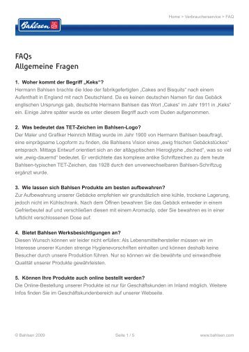 FAQ - Bahlsen