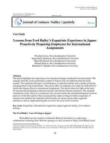 Lessons from Fred Bailey's Expatriate Experience in Japan ...