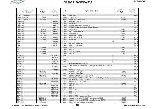 Catalogue des tauds, capotes et bimini - OceanSportServices