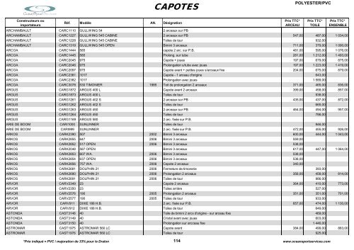 Catalogue des tauds, capotes et bimini - OceanSportServices