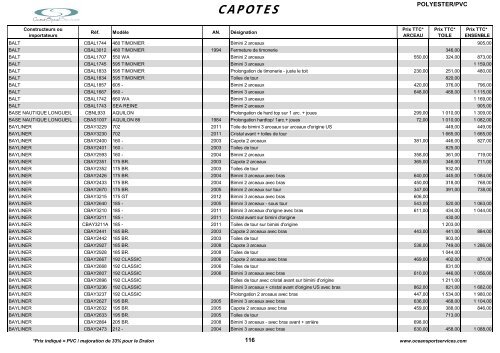 Catalogue des tauds, capotes et bimini - OceanSportServices