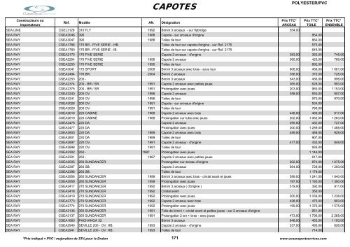 Catalogue des tauds, capotes et bimini - OceanSportServices