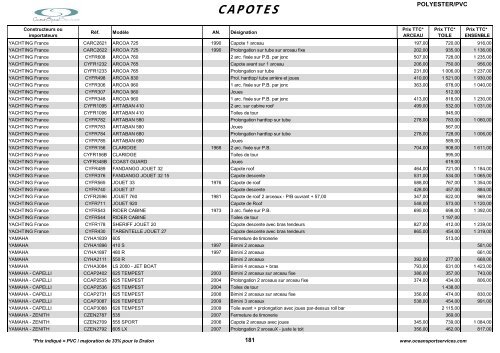 Catalogue des tauds, capotes et bimini - OceanSportServices