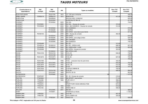 Catalogue des tauds, capotes et bimini - OceanSportServices