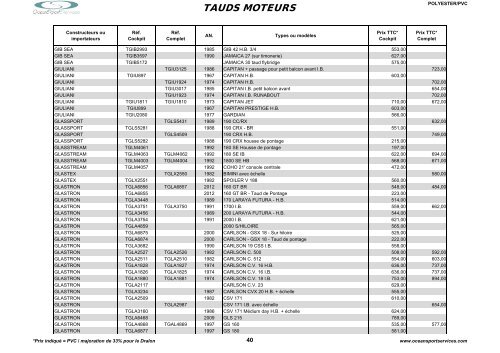 Catalogue des tauds, capotes et bimini - OceanSportServices