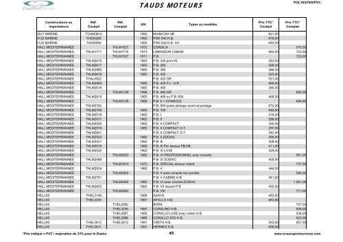 Catalogue des tauds, capotes et bimini - OceanSportServices