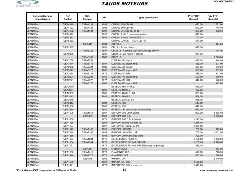 Catalogue des tauds, capotes et bimini - OceanSportServices