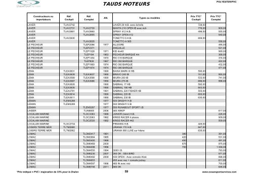 Catalogue des tauds, capotes et bimini - OceanSportServices