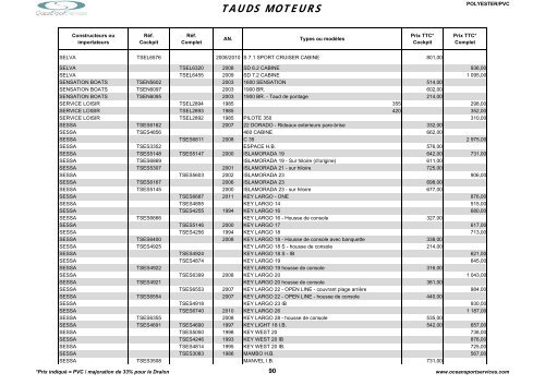 Catalogue des tauds, capotes et bimini - OceanSportServices