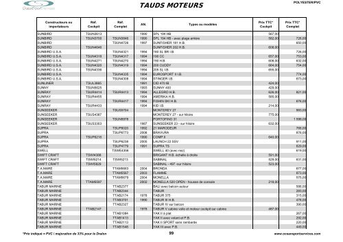 Catalogue des tauds, capotes et bimini - OceanSportServices