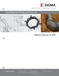 Pipe Restraint Products Price List - SIGMA Corporation