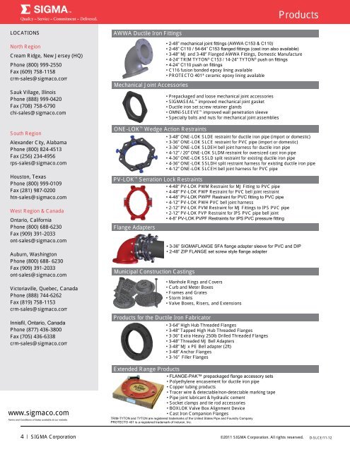 ONE-LOK™ Series D-SLCE for PVC Pipe - SIGMA Corporation