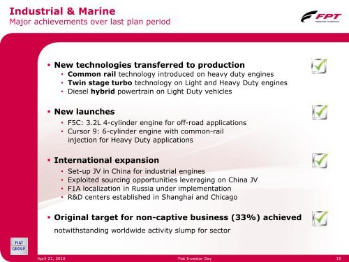 FPT 2010-2014 Plan - FIAT Industrial