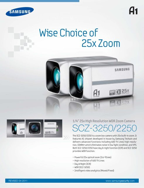 1/4" 25x High Resolution WDR Zoom Camera - Samsung