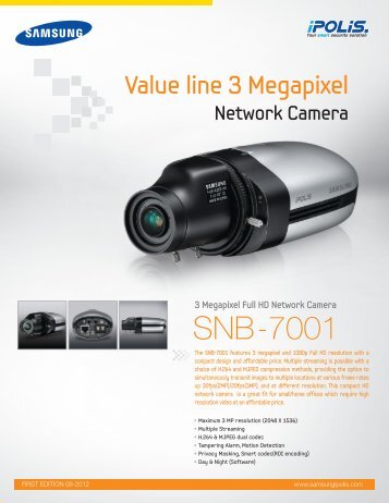 Samsung iPOLiS SNB-7001 3 Megapixel Full HD - Use-IP