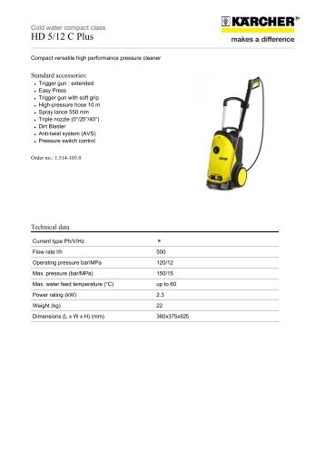 Karcher Pressure Washers HD 5/12 C Plus - Saracen Distribution