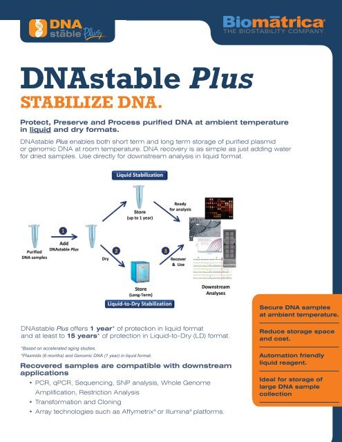 Dnastable Plus Stabilize Dna Biomatrica