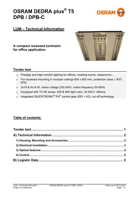 OSRAM DEDRA plus T5 DPB / DPB-C