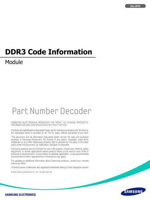 DDR3 Code Information - Samsung