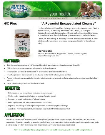 H/C Plus “A Powerful Encapsulated Cleanse” - Avena Originals