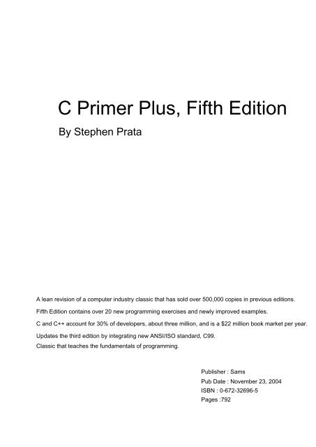 C Primer Plus, Fifth Edition