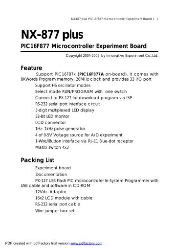 NX-877 plus PIC16F877 Microcontroller Experiment Board - Inex