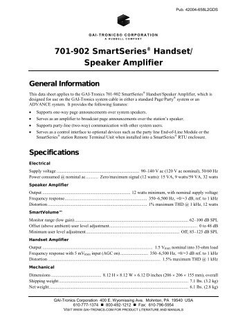 701-902 SmartSeries Handset Speaker Amplifier - GAI-Tronics