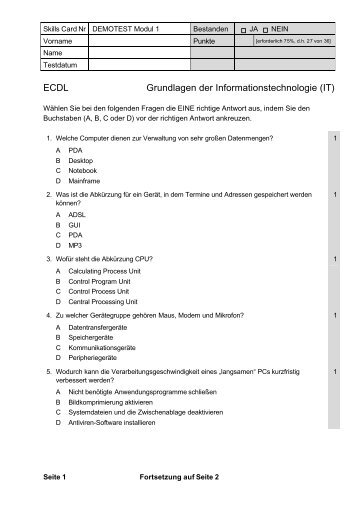 Demoprüfung Modul 1