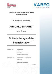 ABSCHLUSSARBEIT Schlafstörung auf der Intensivstation - Kabeg