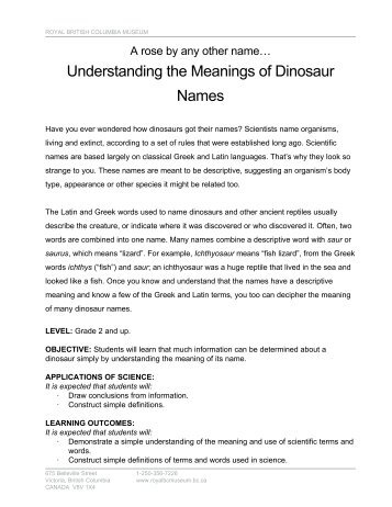 Understanding the Meanings of Dinosaur Names - Royal BC Museum