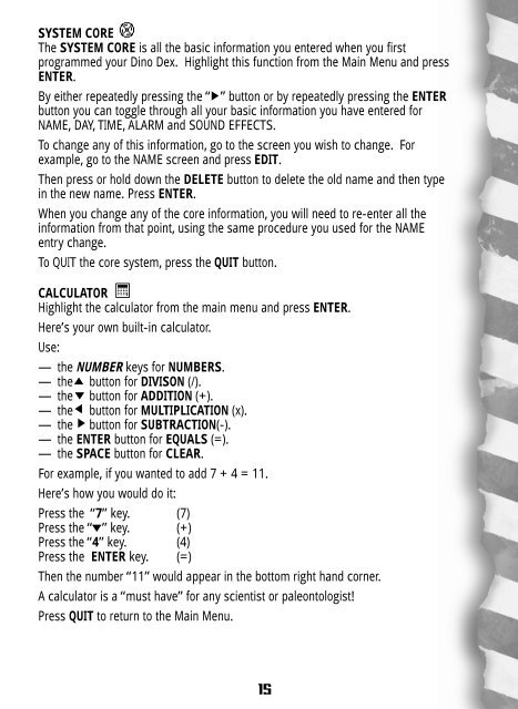 Jurassic Park III Dino Dex Instructions - Hasbro